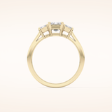 1.02 CT Emerald Shaped Three Stone Moissanite Engagement Ring