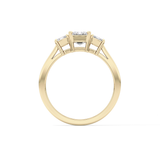 Emerald Threee Stone Lab Grown Diamond Engagement Ring