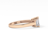 Emerald Threee Stone Lab Grown Diamond Engagement Ring