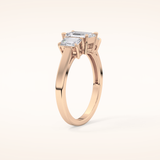 1.02 CT Emerald Shaped Three Stone Moissanite Engagement Ring