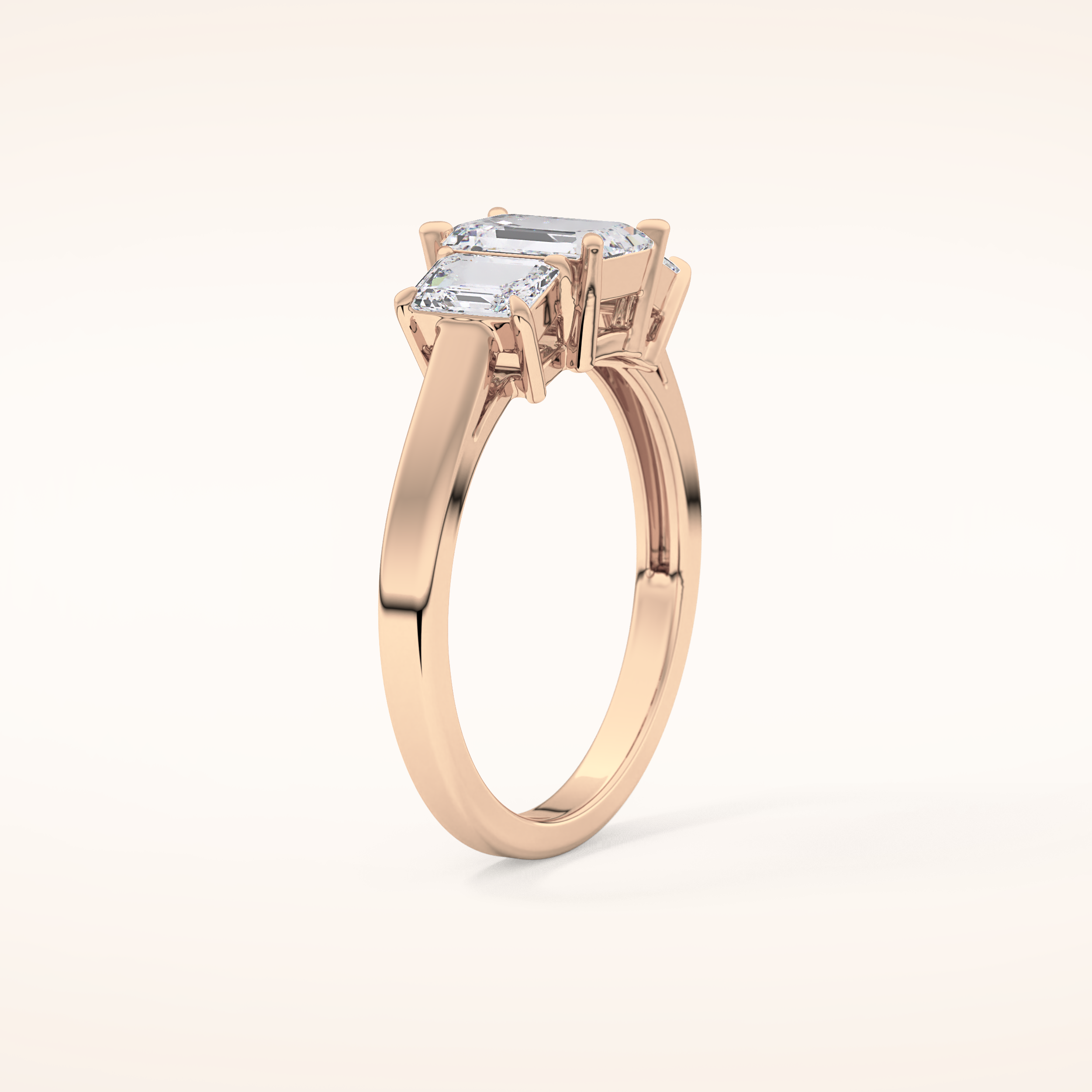 1.02 CT Emerald Shaped Three Stone Moissanite Engagement Ring