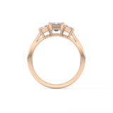 Emerald Threee Stone Lab Grown Diamond Engagement Ring