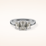 1.02 CT Emerald Shaped Three Stone Moissanite Engagement Ring