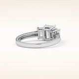 1.02 CT Emerald Shaped Three Stone Moissanite Engagement Ring