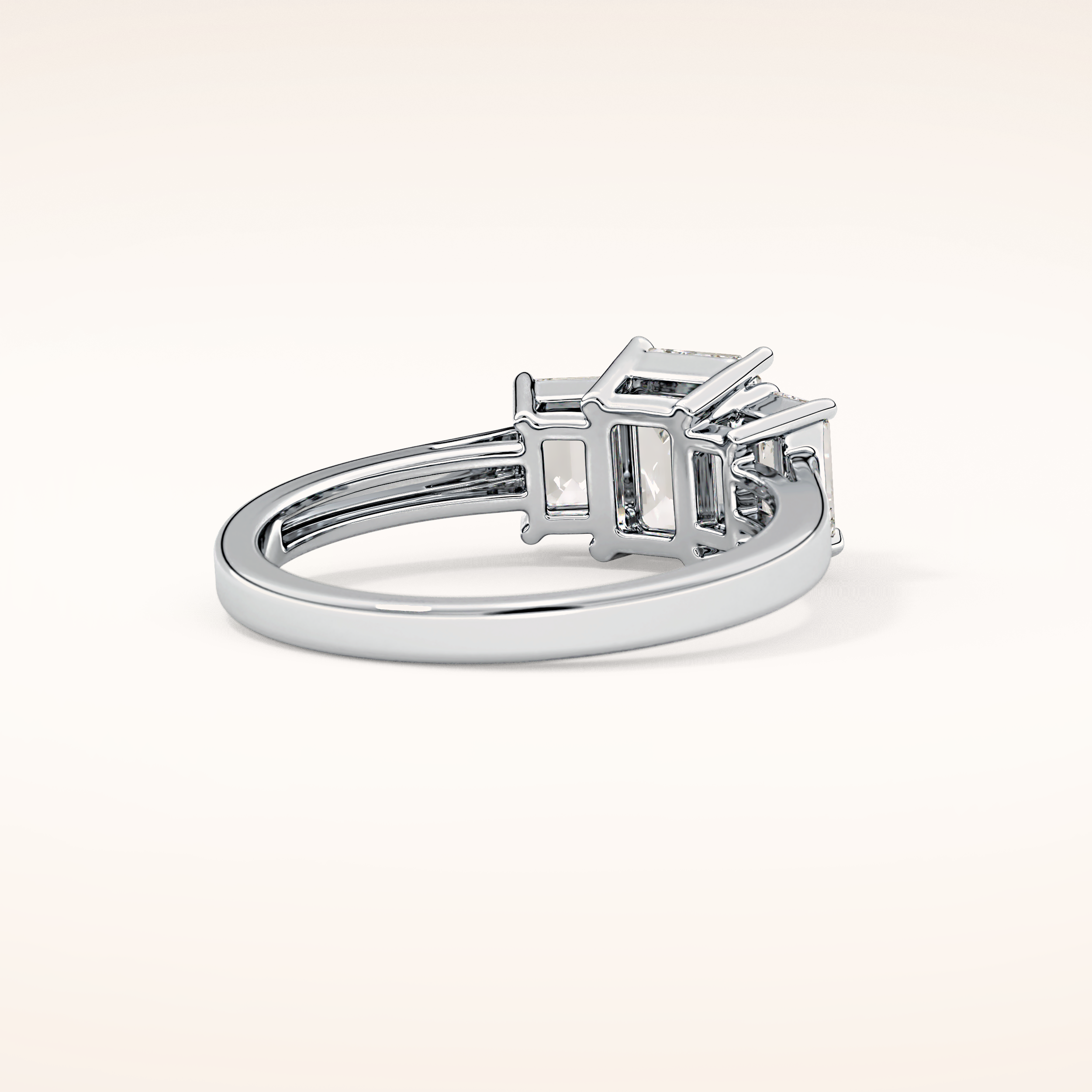 1.02 CT Emerald Shaped Three Stone Moissanite Engagement Ring