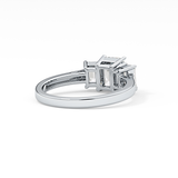 Emerald Threee Stone Lab Grown Diamond Engagement Ring