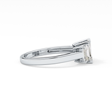 Emerald Threee Stone Lab Grown Diamond Engagement Ring
