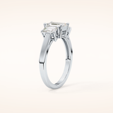 1.02 CT Emerald Shaped Three Stone Moissanite Engagement Ring