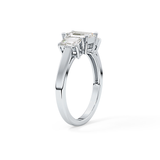 Emerald Threee Stone Lab Grown Diamond Engagement Ring