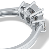 Emerald Threee Stone Lab Grown Diamond Engagement Ring