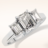 1.02 CT Emerald Shaped Three Stone Moissanite Engagement Ring
