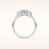 1.02 CT Emerald Shaped Three Stone Moissanite Engagement Ring