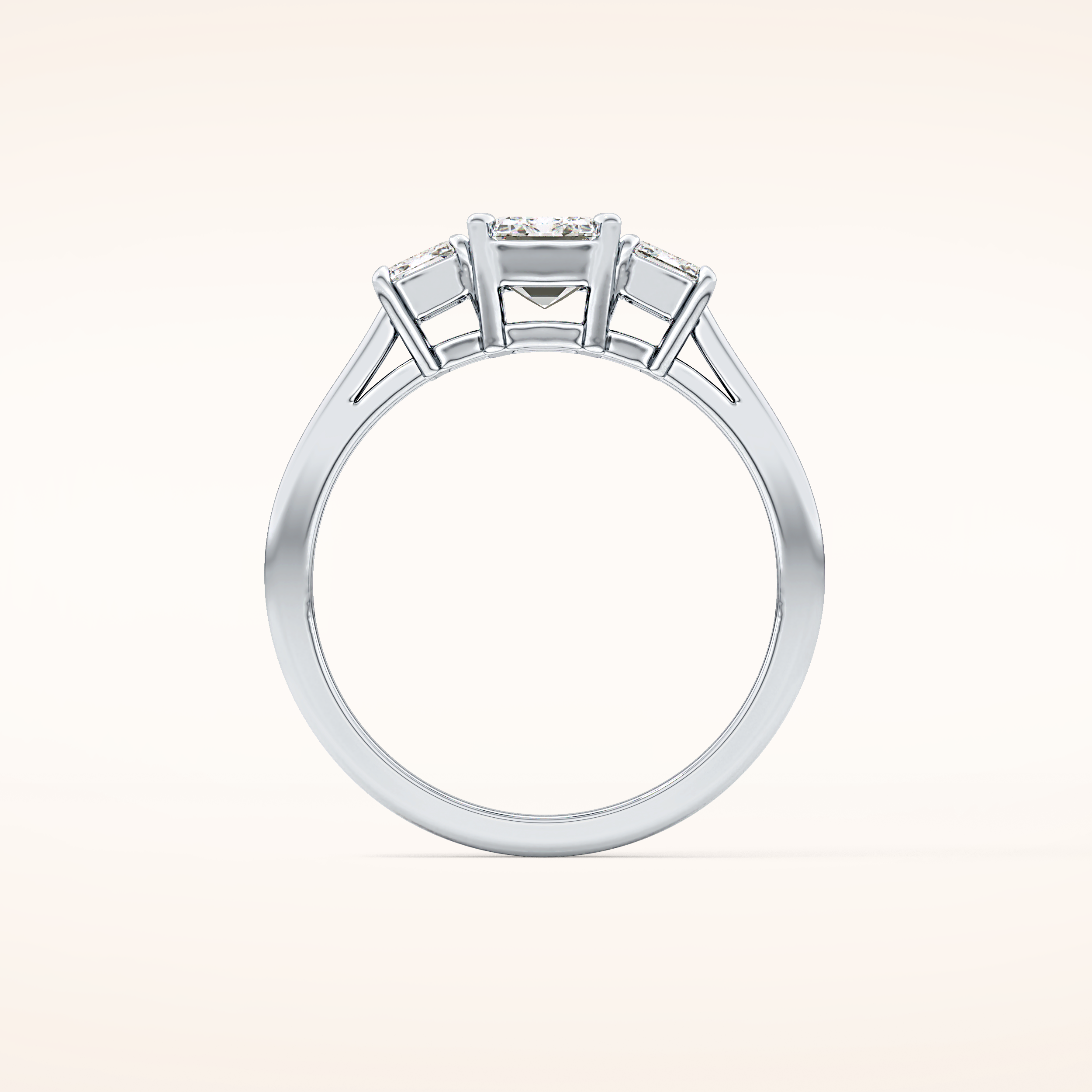 1.02 CT Emerald Shaped Three Stone Moissanite Engagement Ring