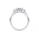 Emerald Threee Stone Lab Grown Diamond Engagement Ring