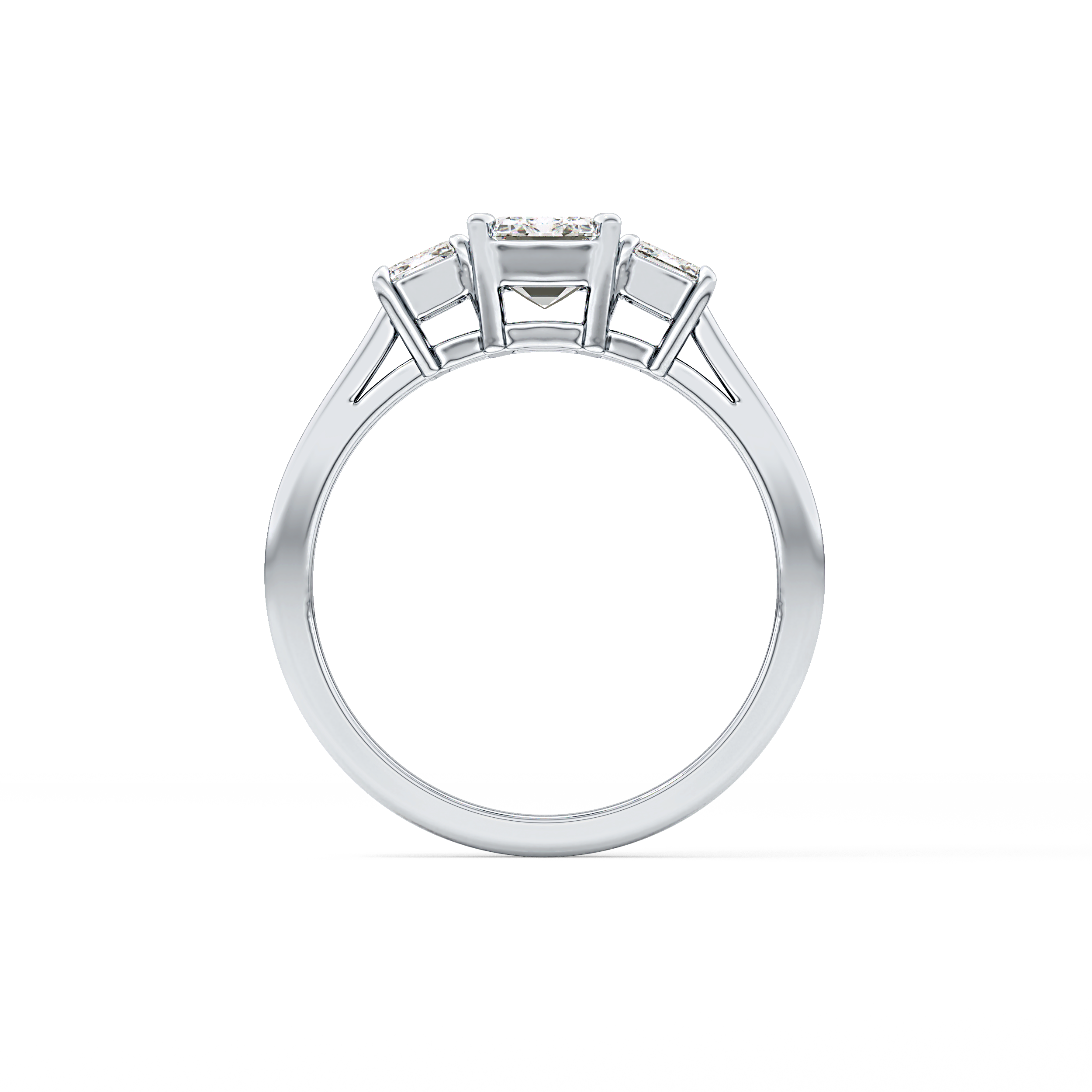 Emerald Threee Stone Lab Grown Diamond Engagement Ring
