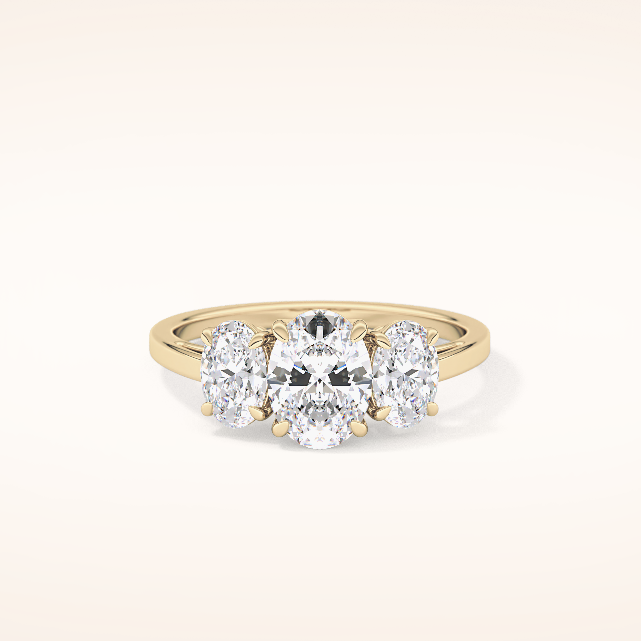 0.91 CT Oval Shaped Three Stone Moissanite Engagement Ring