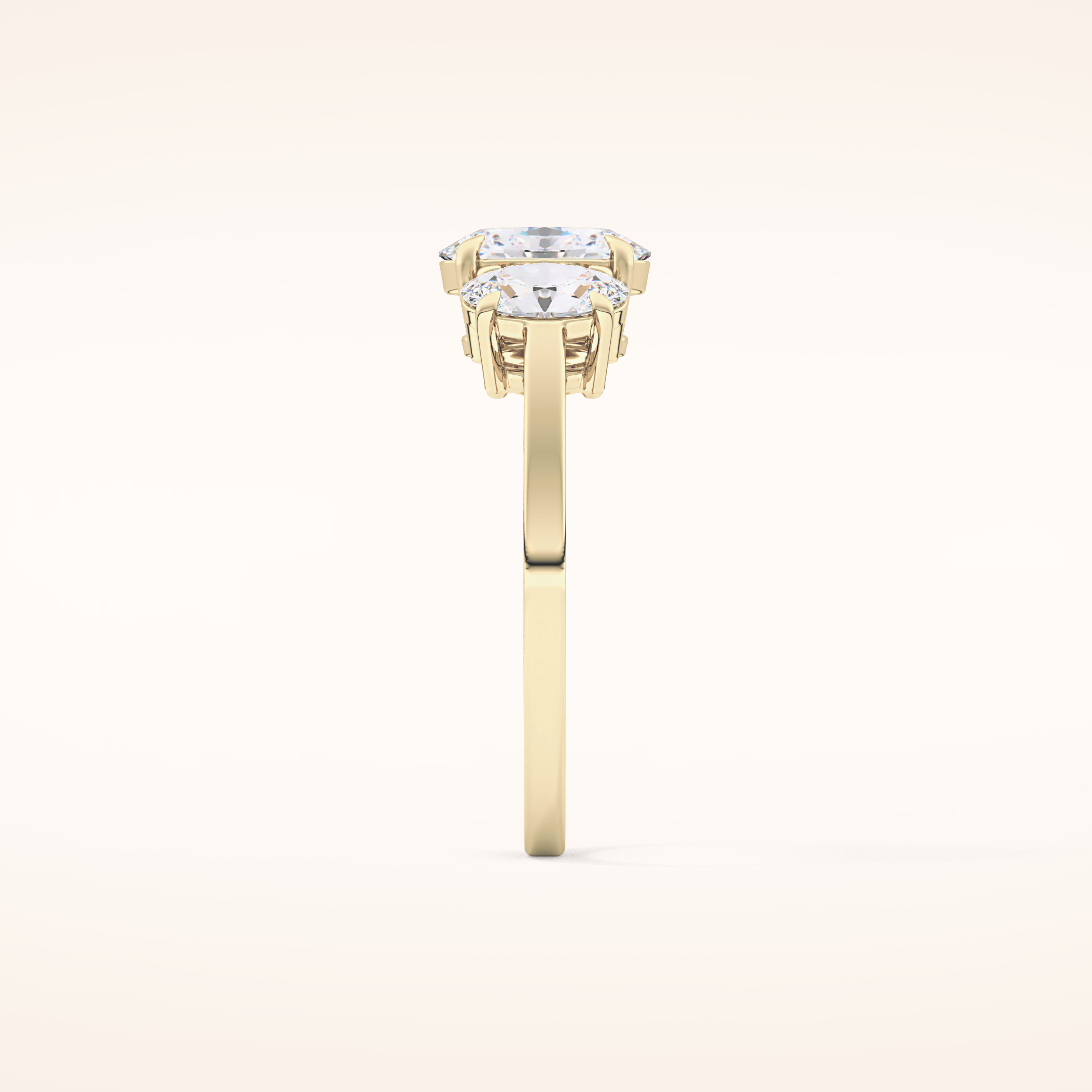 0.91 CT Oval Shaped Three Stone Moissanite Engagement Ring