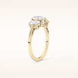 0.91 CT Oval Shaped Three Stone Moissanite Engagement Ring
