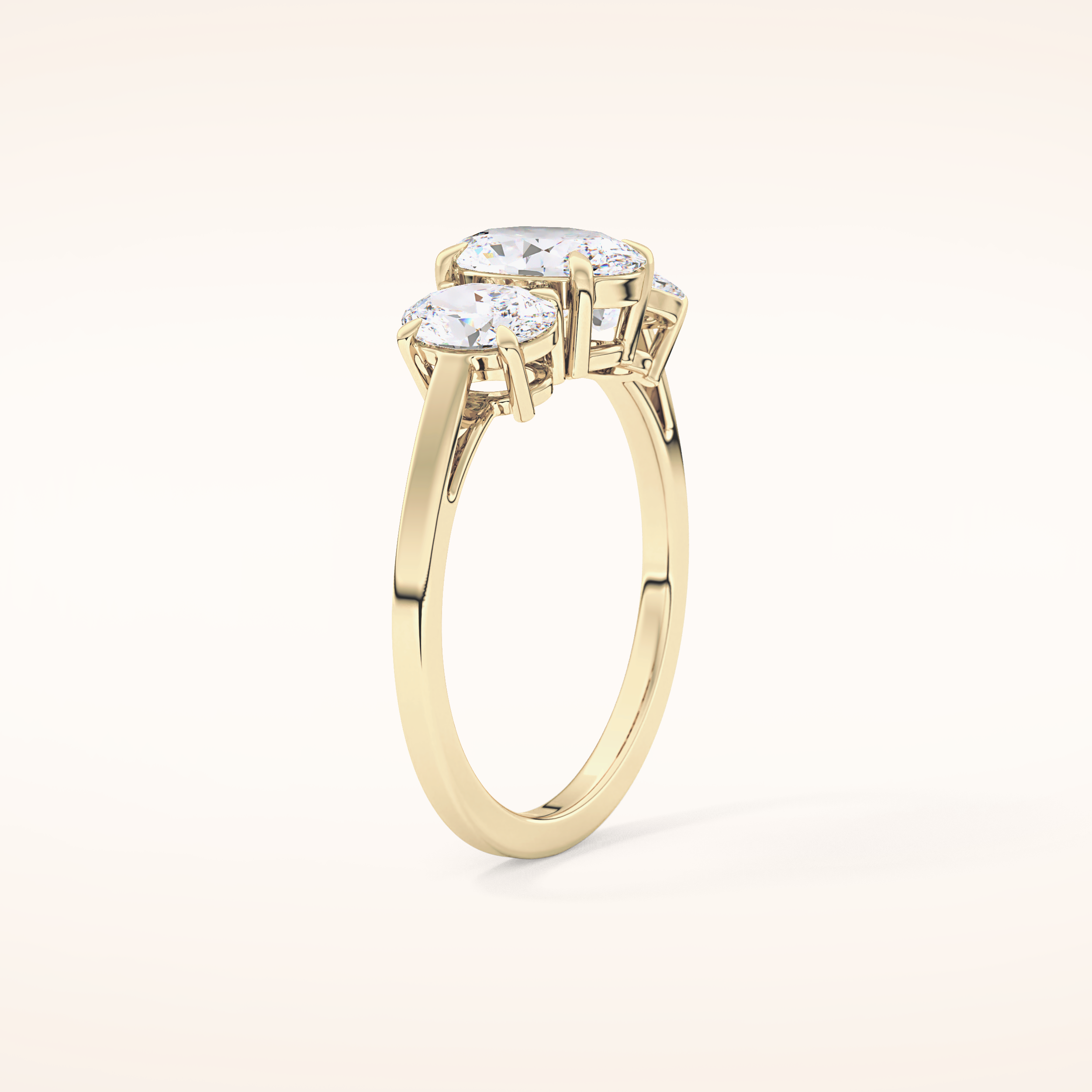 0.91 CT Oval Shaped Three Stone Moissanite Engagement Ring