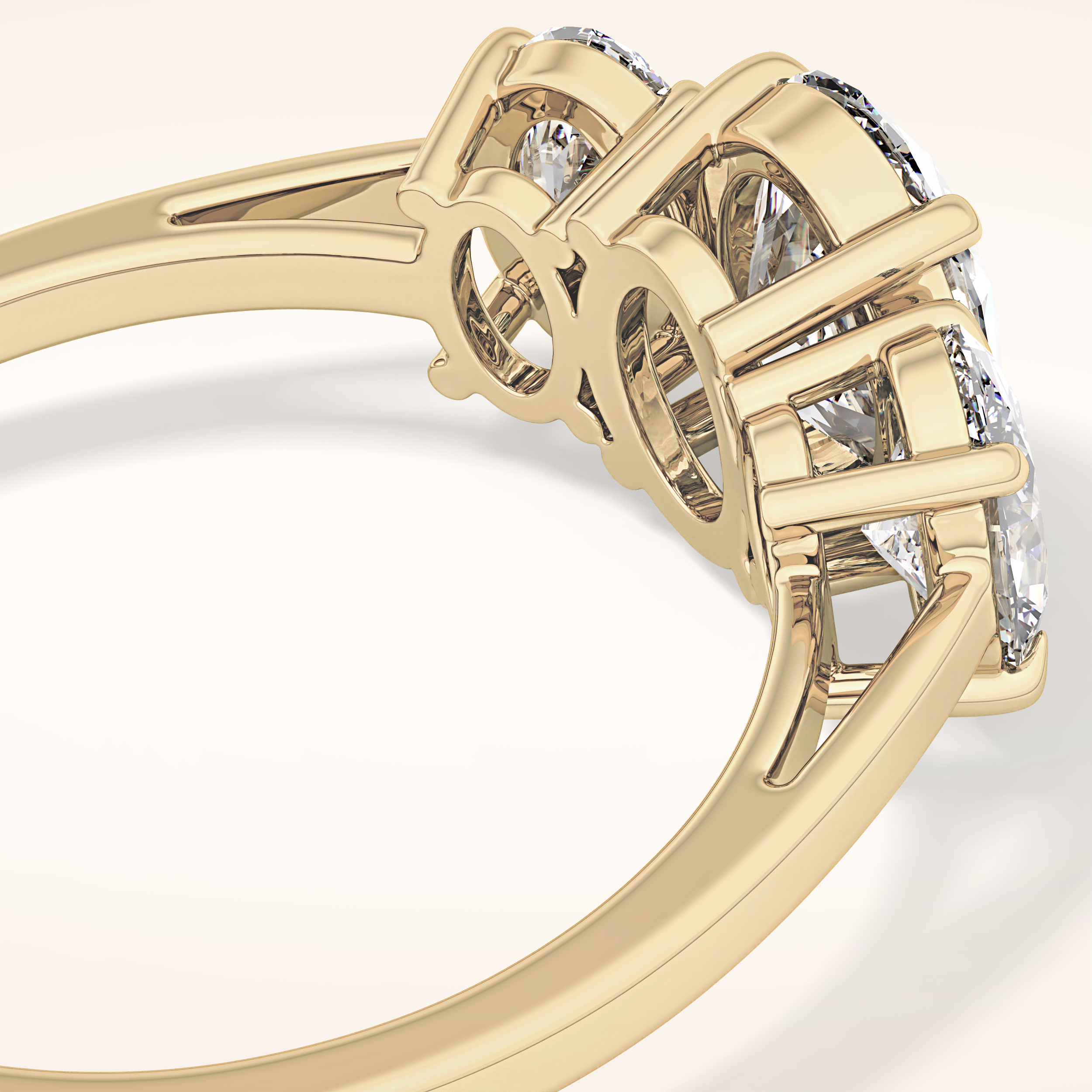 0.91 CT Oval Shaped Three Stone Moissanite Engagement Ring