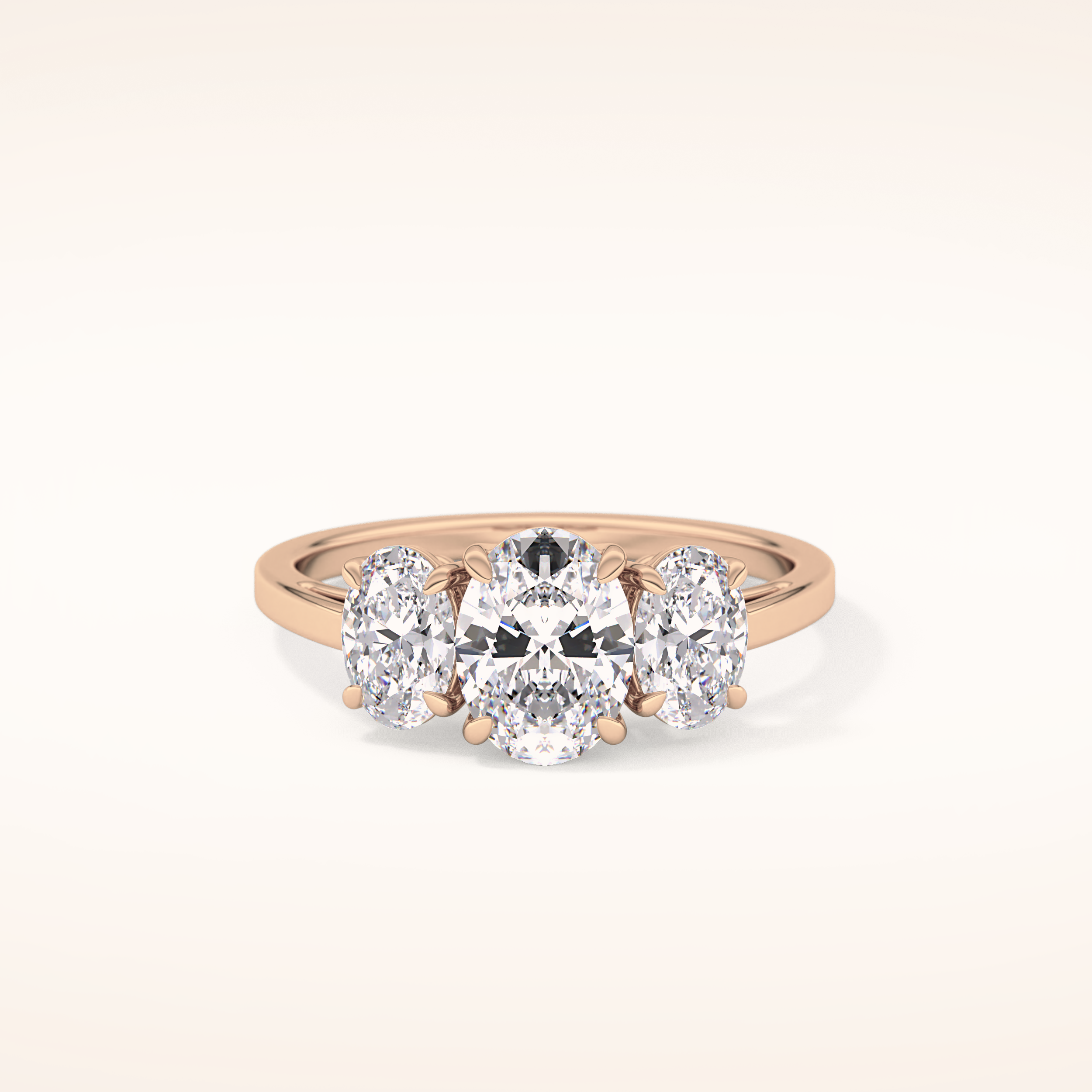 0.91 CT Oval Shaped Three Stone Moissanite Engagement Ring
