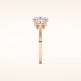 0.91 CT Oval Shaped Three Stone Moissanite Engagement Ring