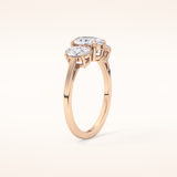 0.91 CT Oval Shaped Three Stone Moissanite Engagement Ring