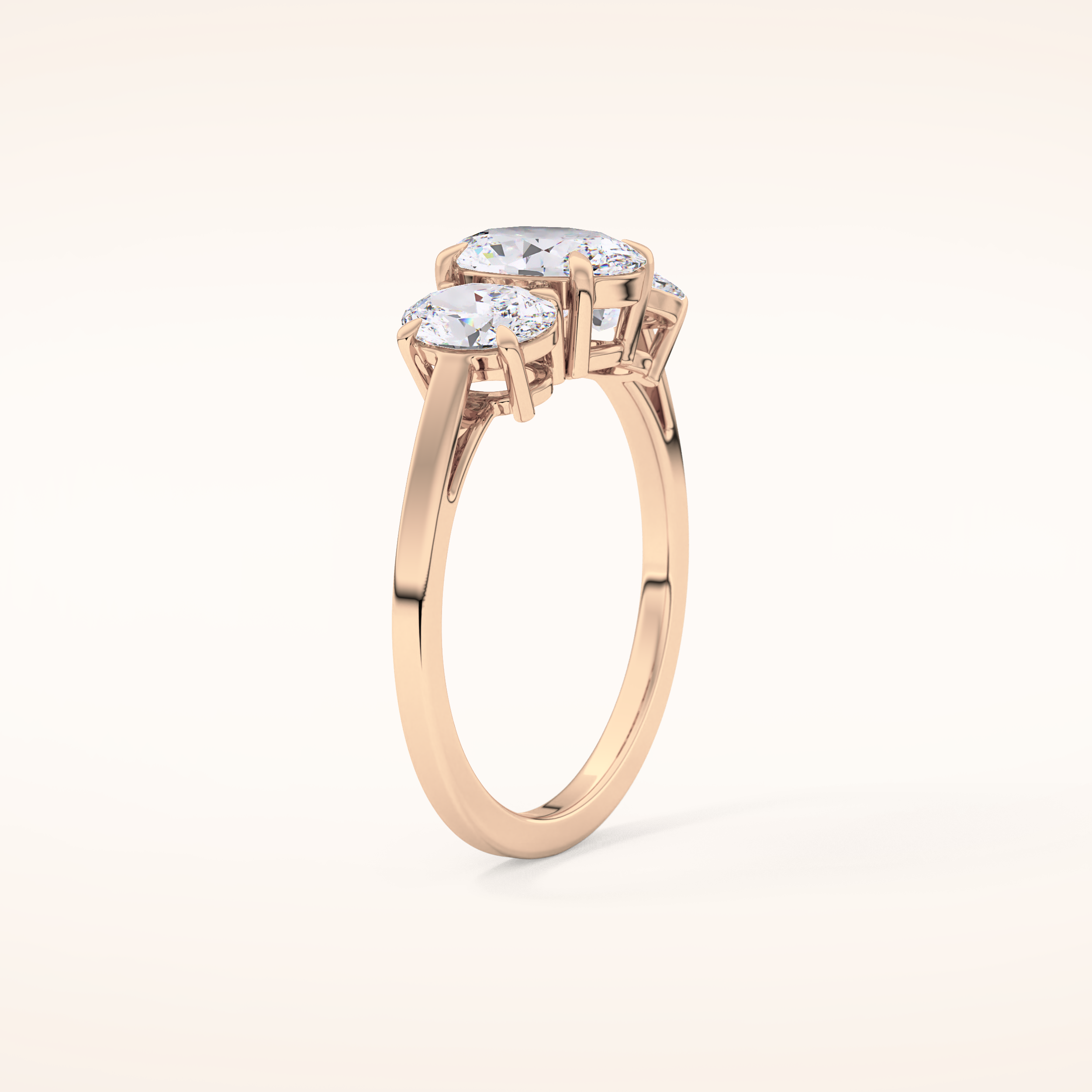 0.91 CT Oval Shaped Three Stone Moissanite Engagement Ring