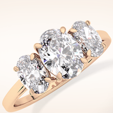 0.91 CT Oval Shaped Three Stone Moissanite Engagement Ring