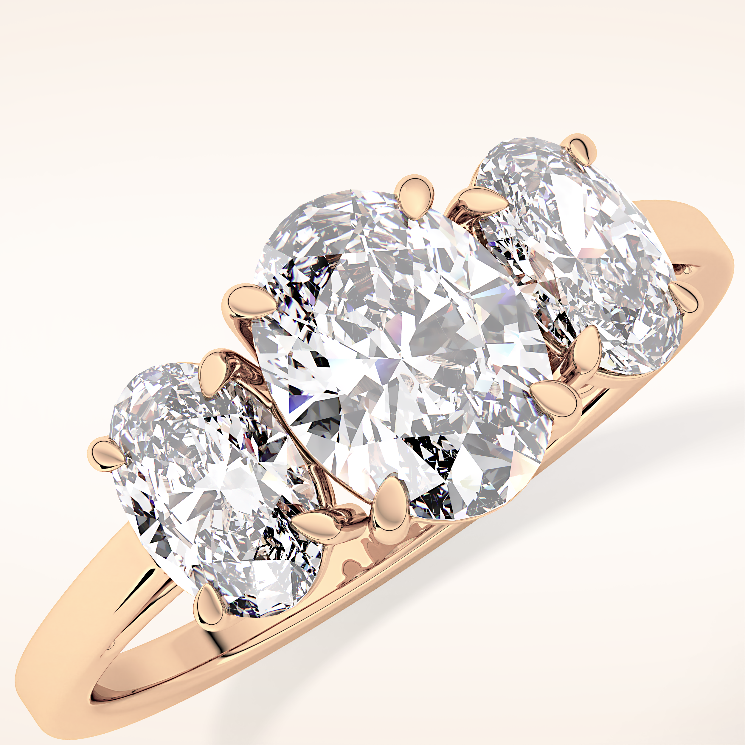 0.91 CT Oval Shaped Three Stone Moissanite Engagement Ring