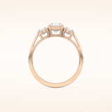 0.91 CT Oval Shaped Three Stone Moissanite Engagement Ring