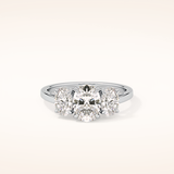 0.91 CT Oval Shaped Three Stone Moissanite Engagement Ring
