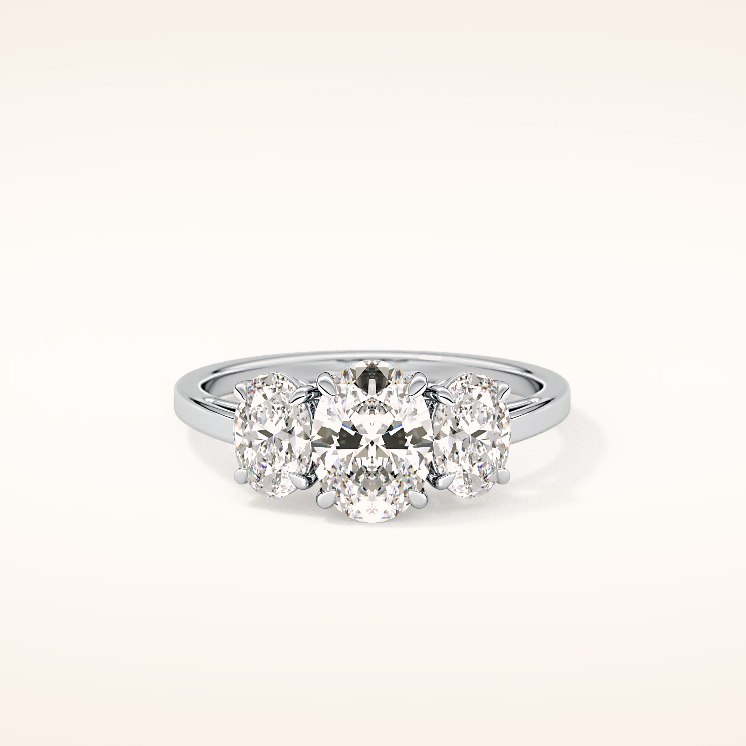 0.91 CT Oval Shaped Three Stone Moissanite Engagement Ring