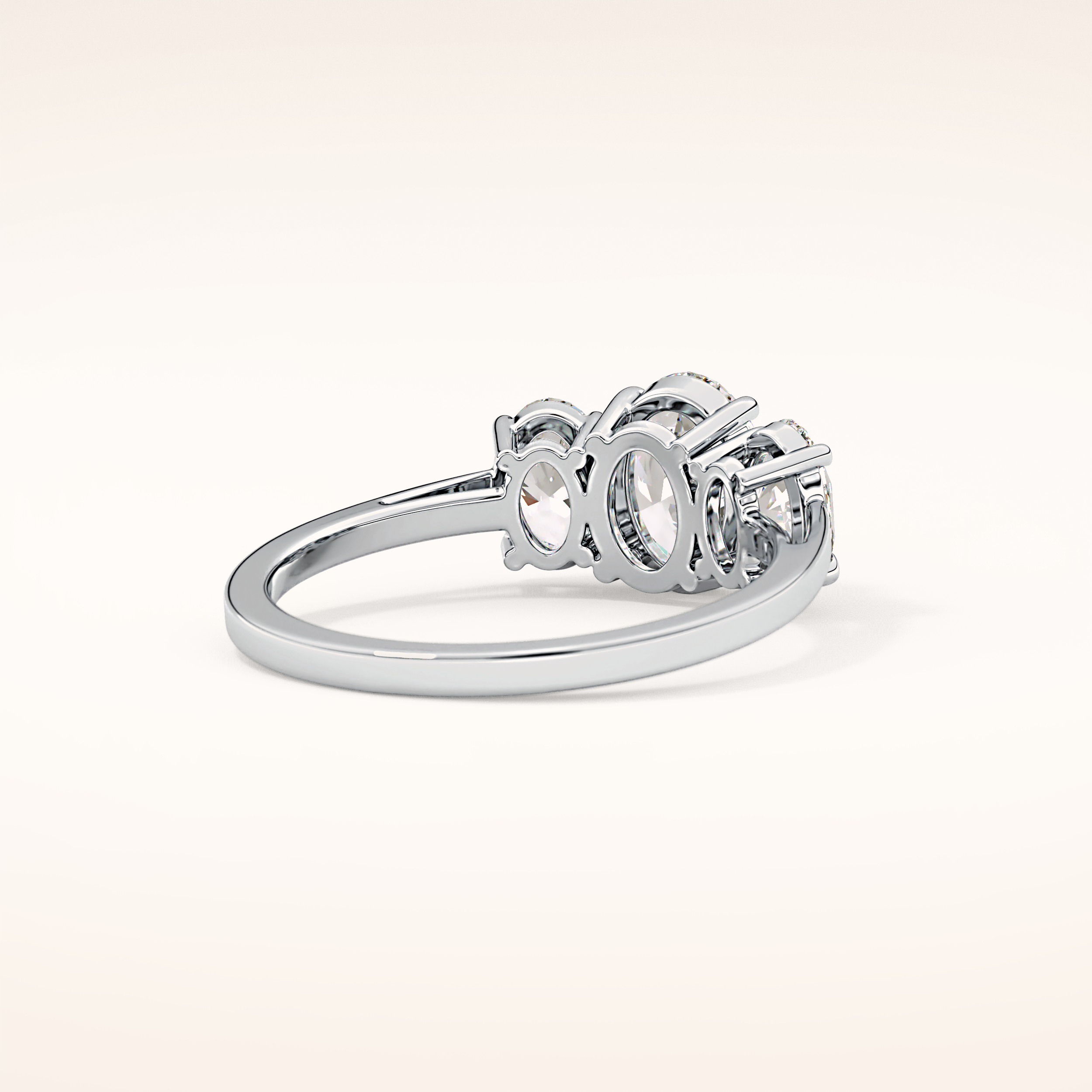 0.91 CT Oval Shaped Three Stone Moissanite Engagement Ring