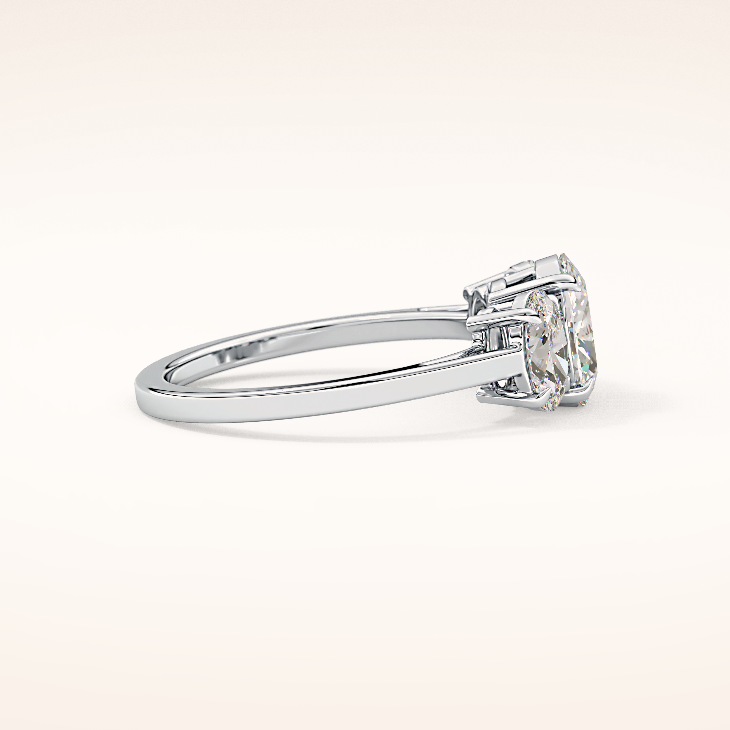 0.91 CT Oval Shaped Three Stone Moissanite Engagement Ring