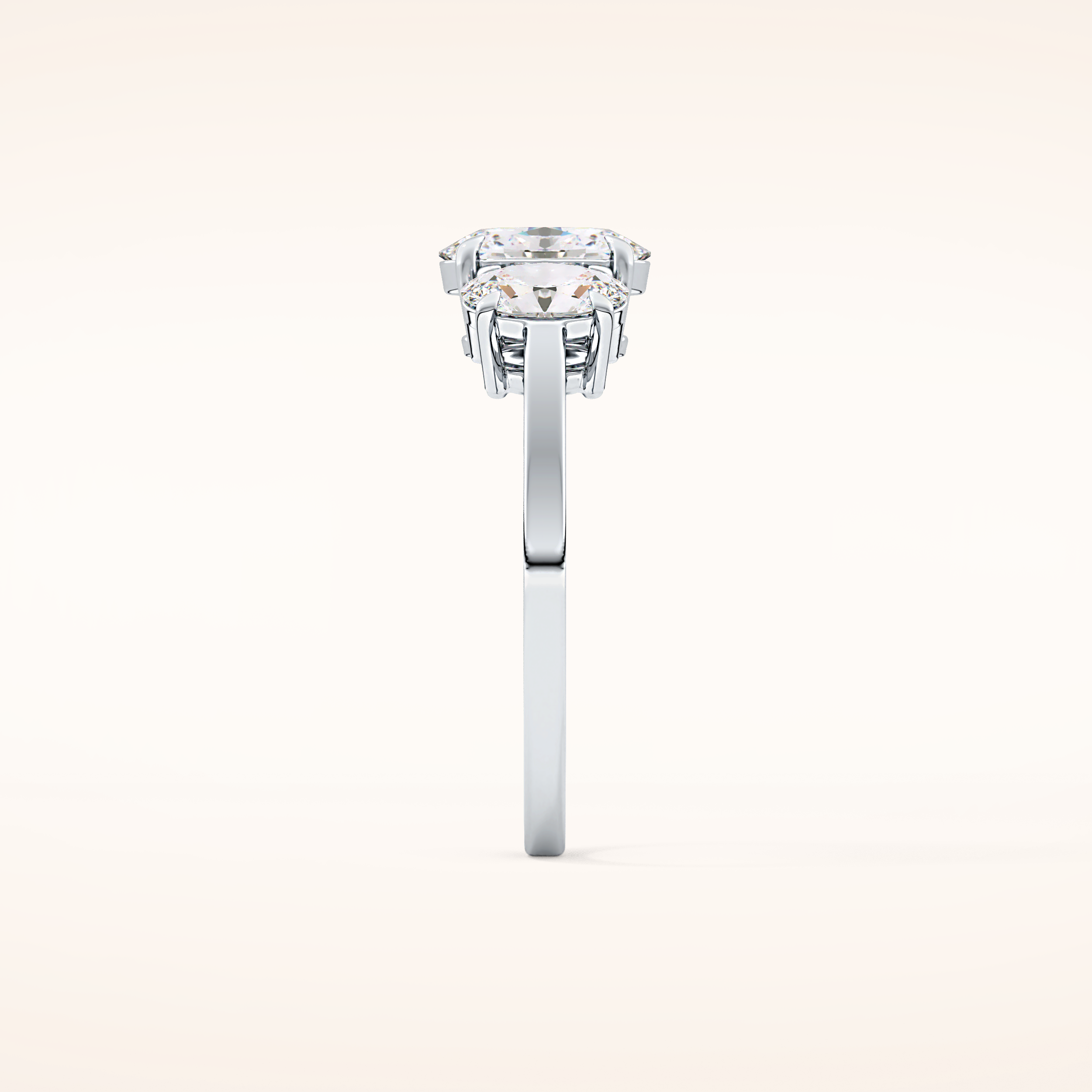 0.91 CT Oval Shaped Three Stone Moissanite Engagement Ring
