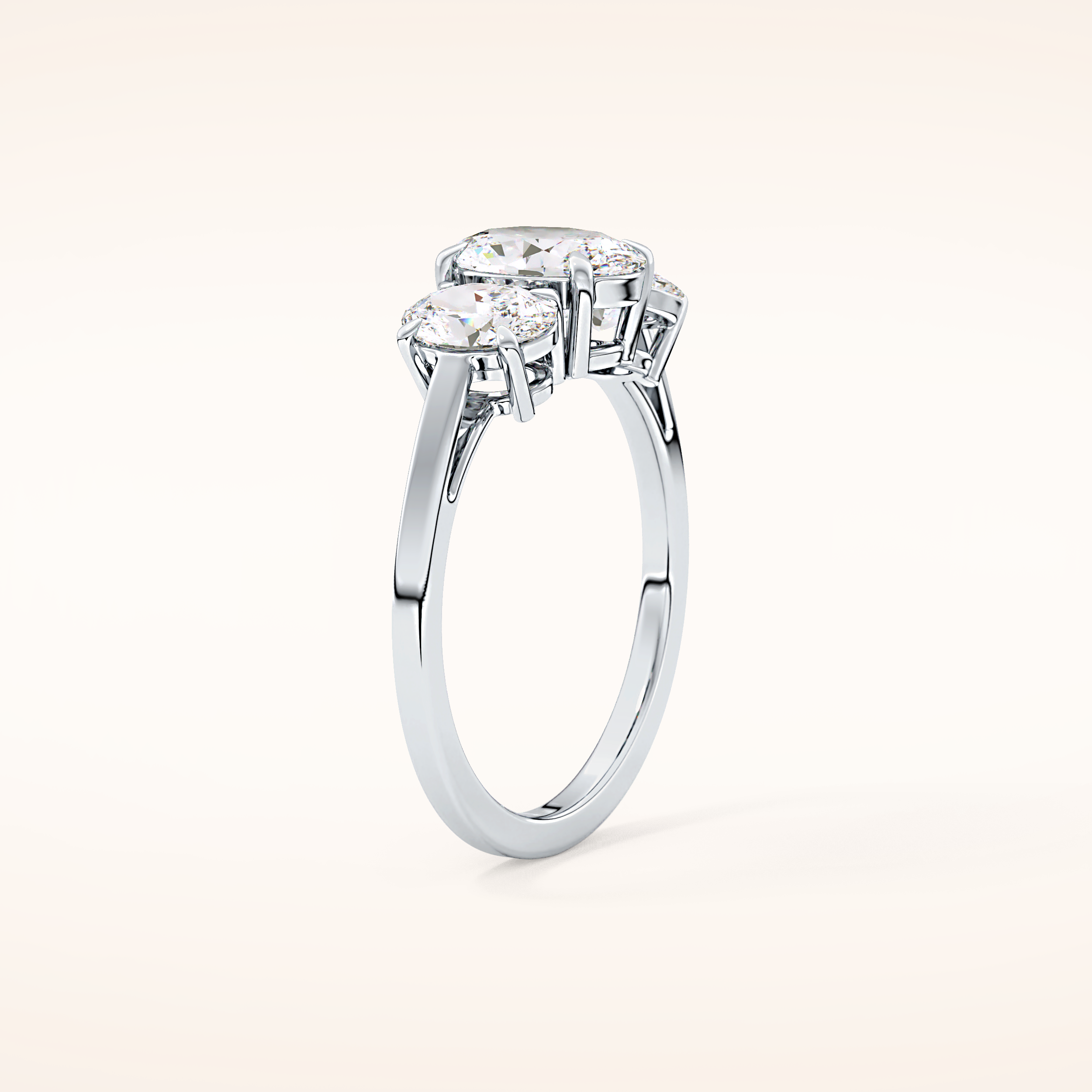 0.91 CT Oval Shaped Three Stone Moissanite Engagement Ring