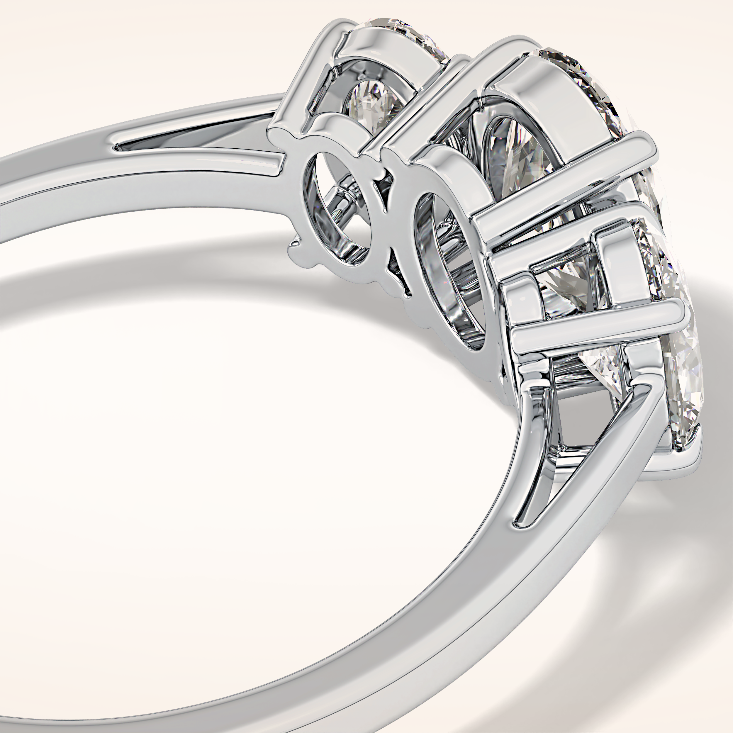 0.91 CT Oval Shaped Three Stone Moissanite Engagement Ring
