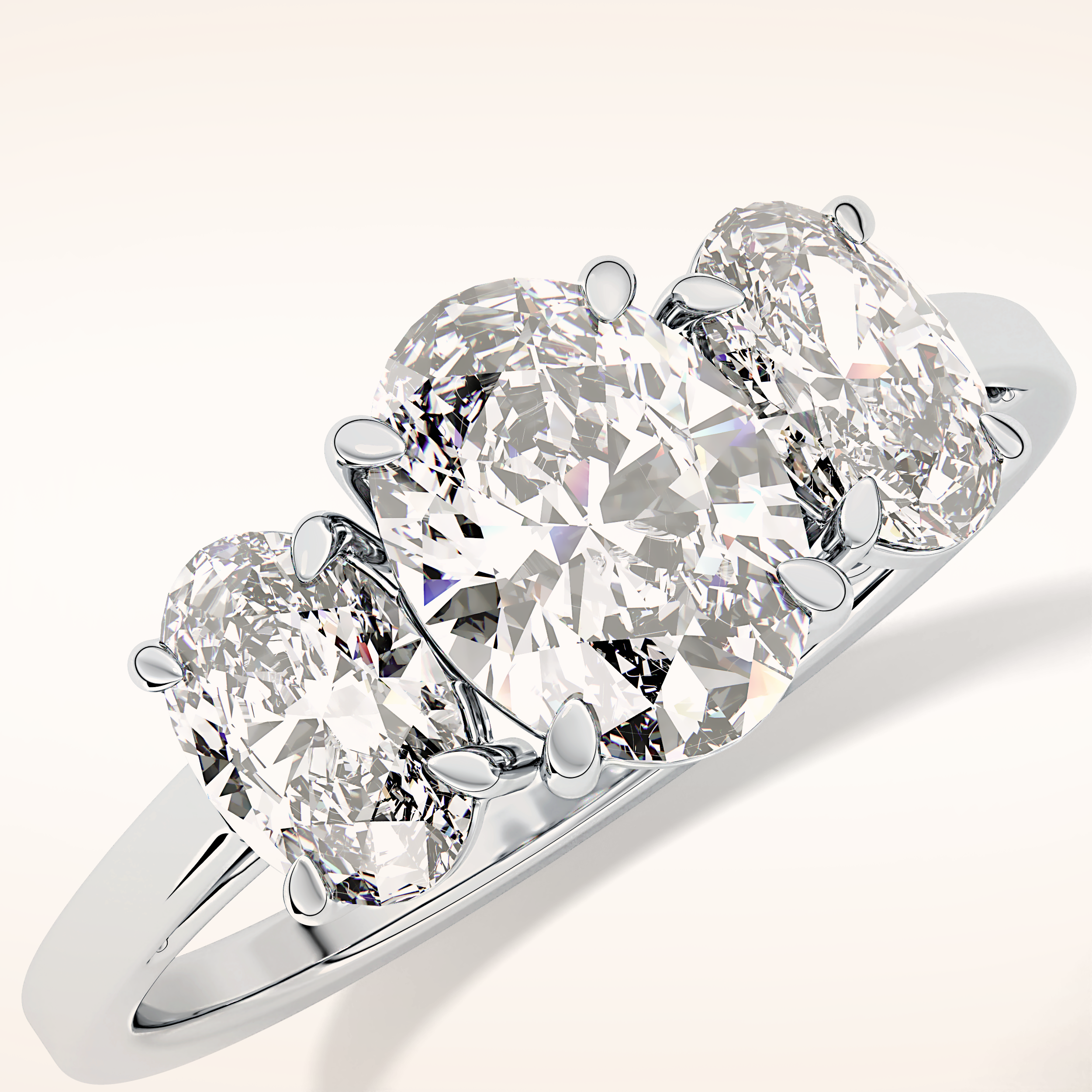 0.91 CT Oval Shaped Three Stone Moissanite Engagement Ring