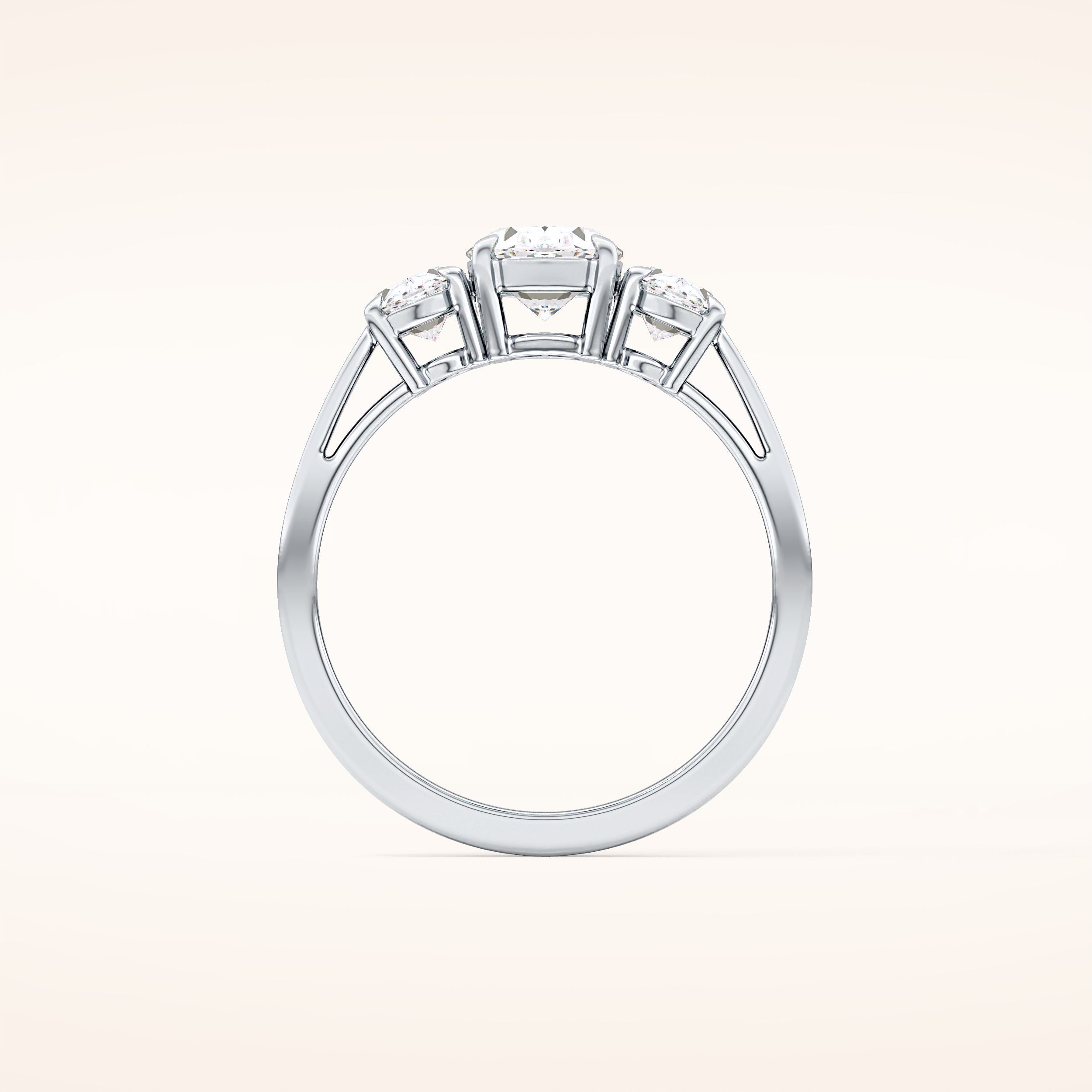 0.91 CT Oval Shaped Three Stone Moissanite Engagement Ring