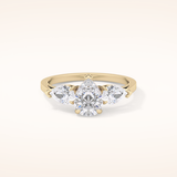 0.81 CT Pear Shaped Three Stone Moissanite Engagement Ring