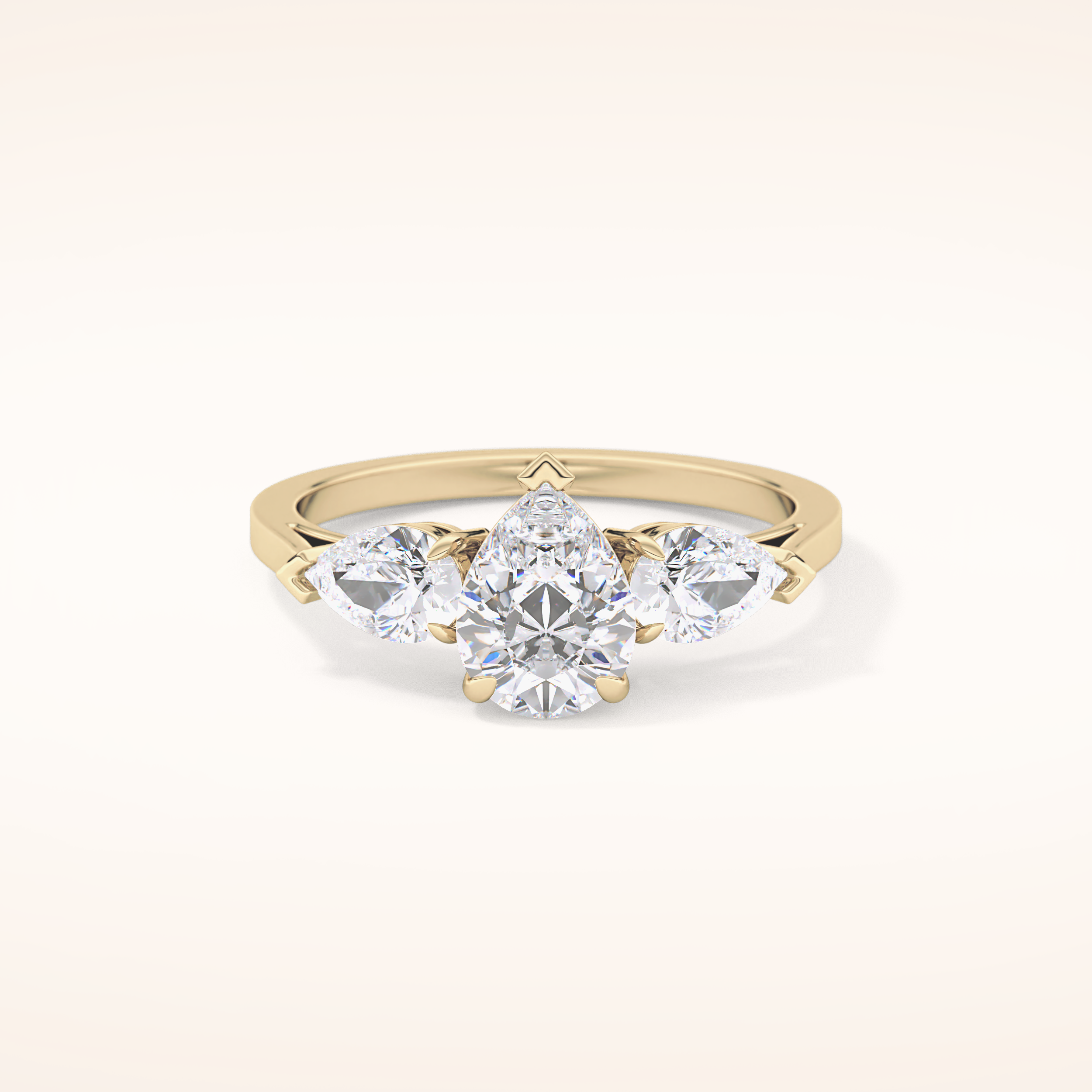 0.81 CT Pear Shaped Three Stone Moissanite Engagement Ring