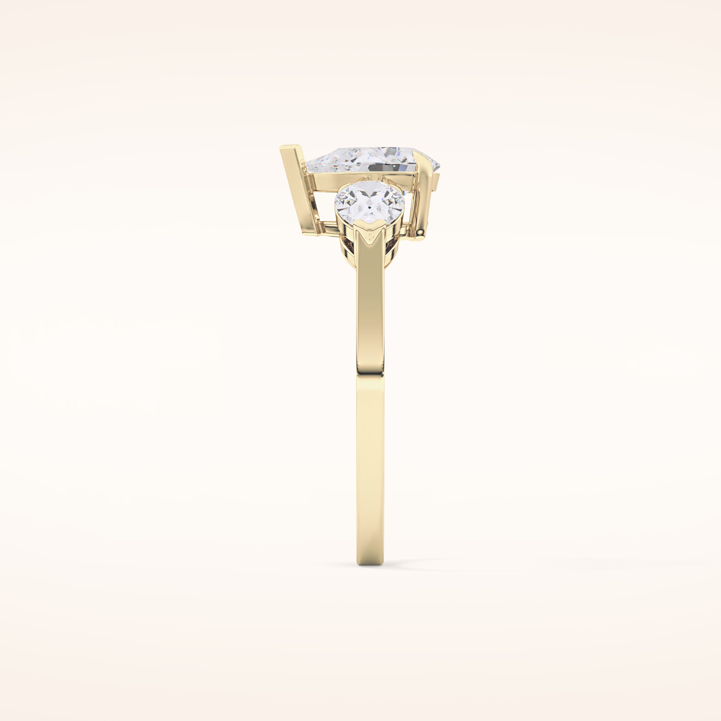 0.81 CT Pear Shaped Three Stone Moissanite Engagement Ring