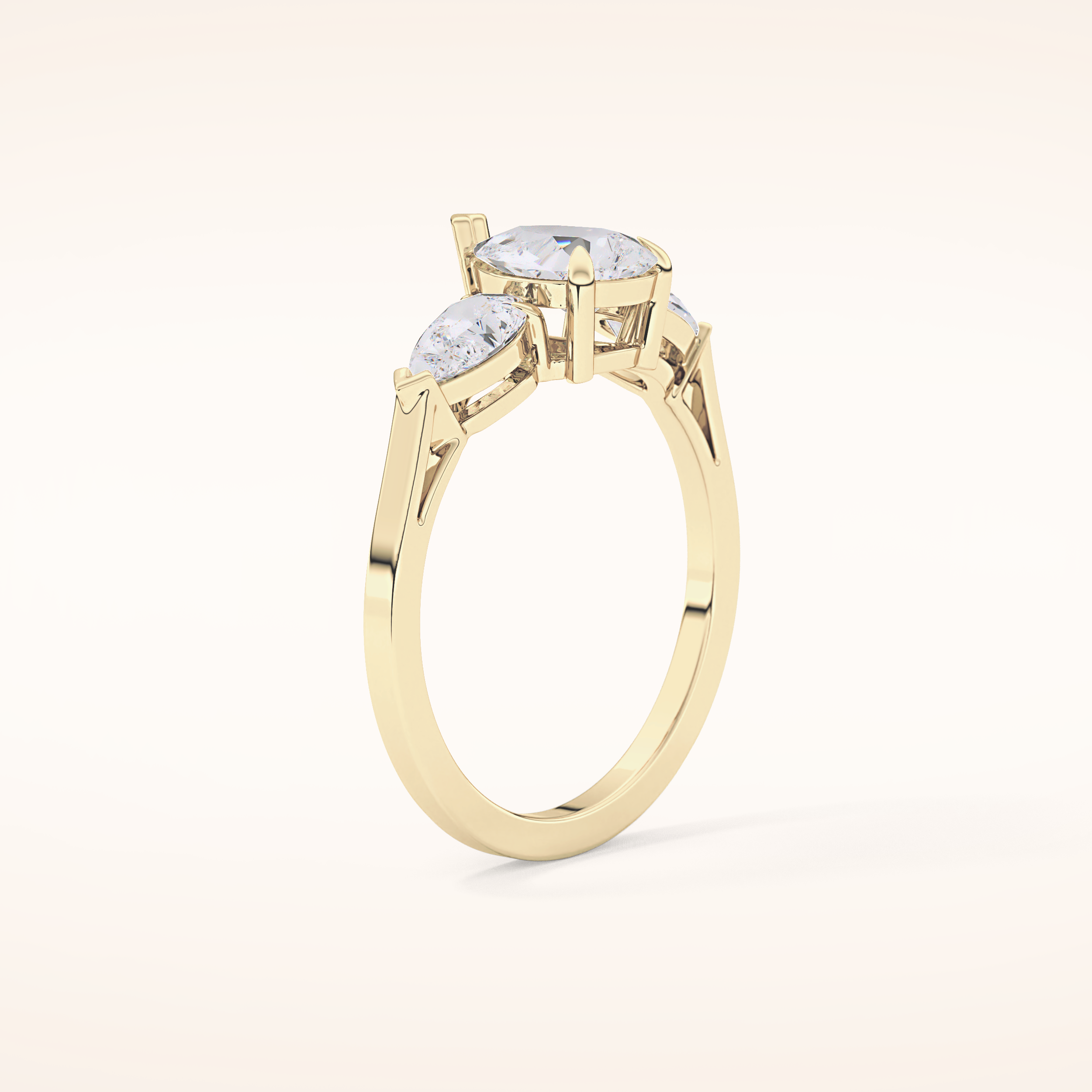0.81 CT Pear Shaped Three Stone Moissanite Engagement Ring