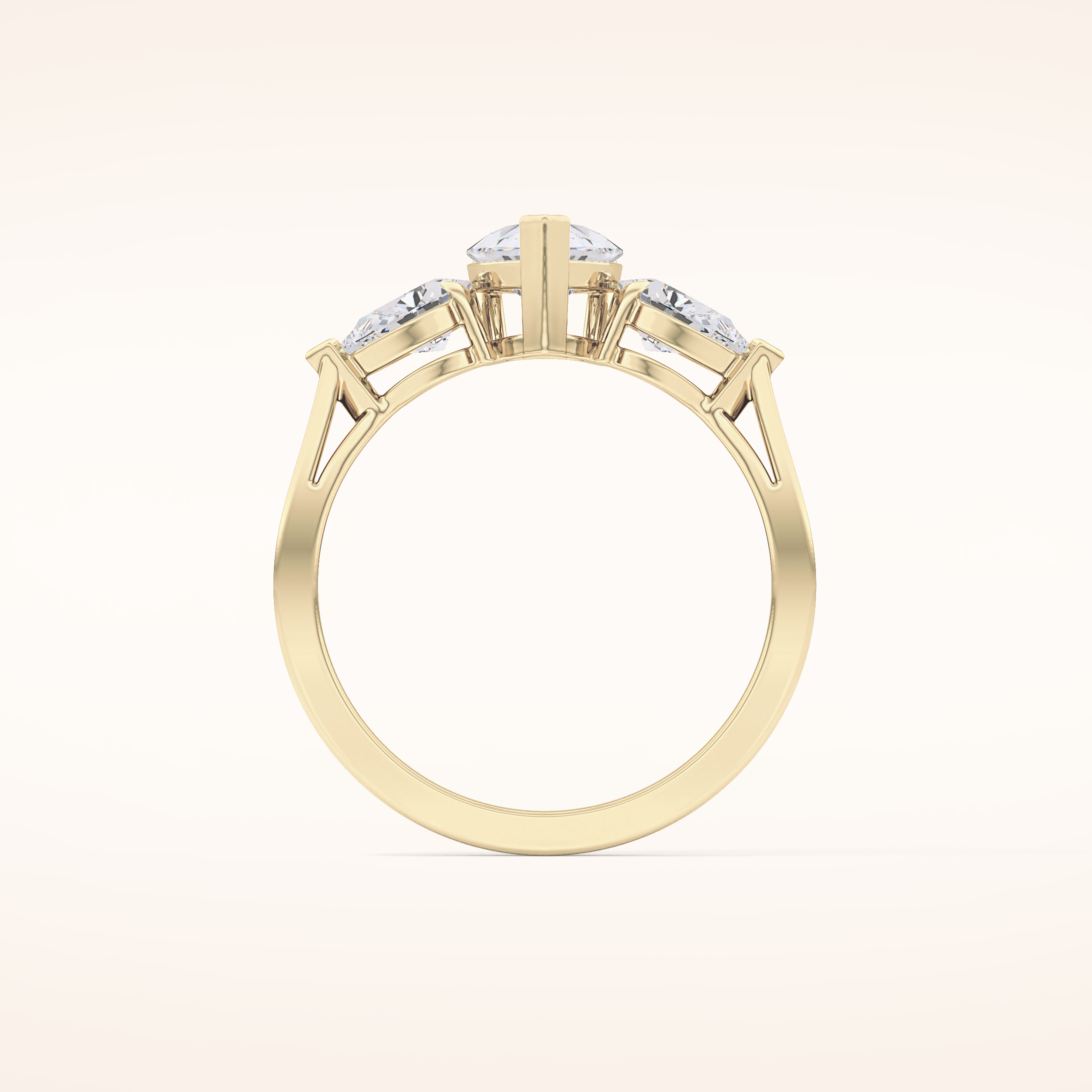0.81 CT Pear Shaped Three Stone Moissanite Engagement Ring