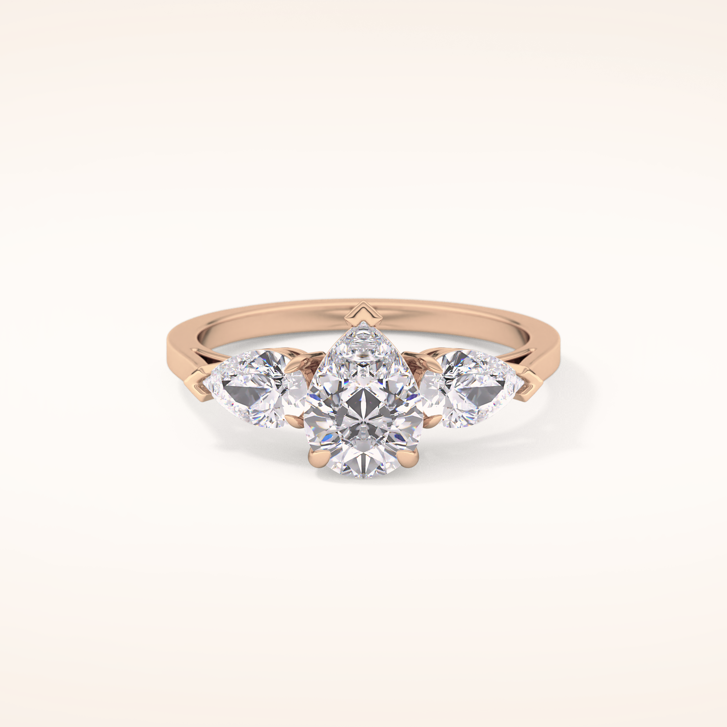 0.81 CT Pear Shaped Three Stone Moissanite Engagement Ring