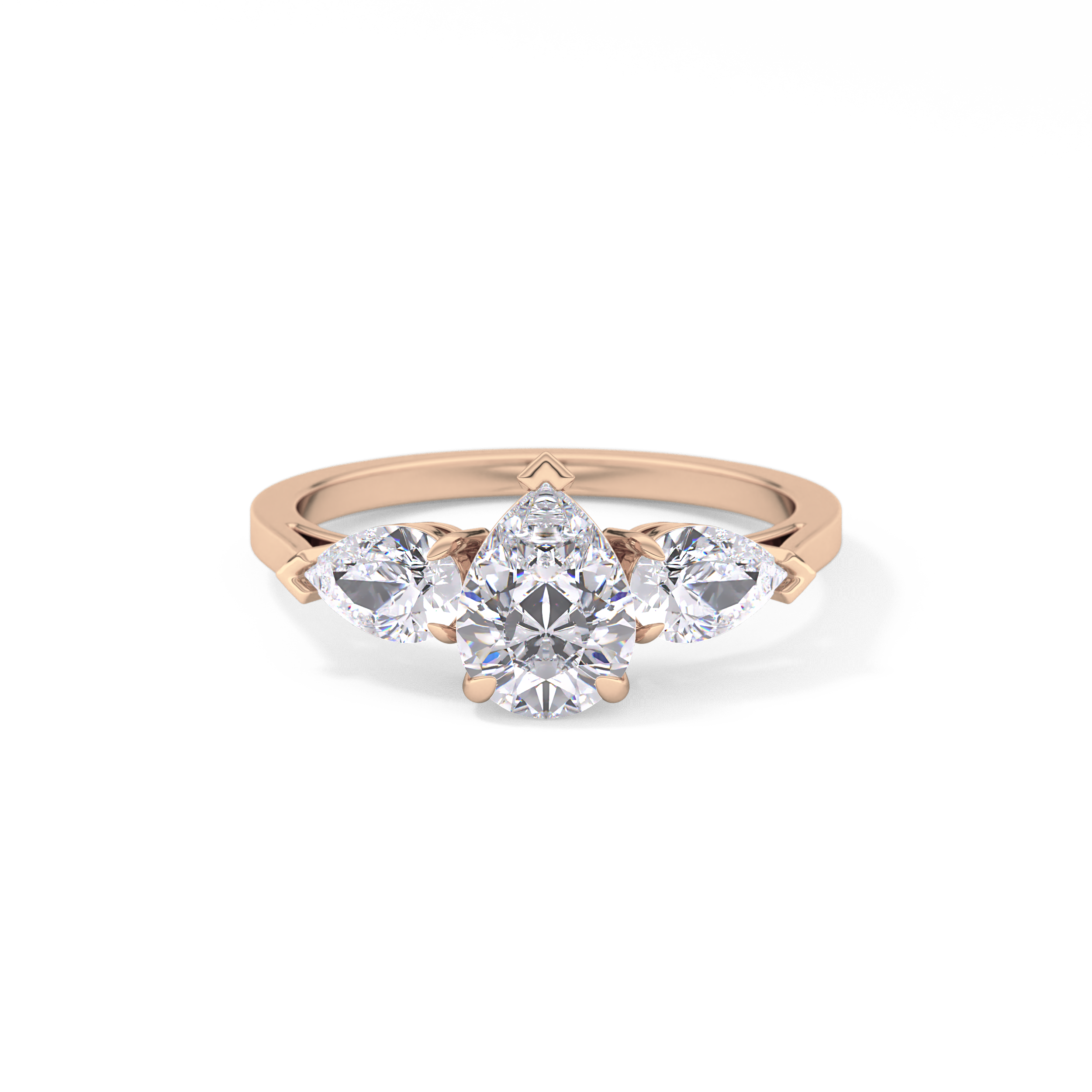 Pear Three Stone Lab Grown Diamond Engagement Ring