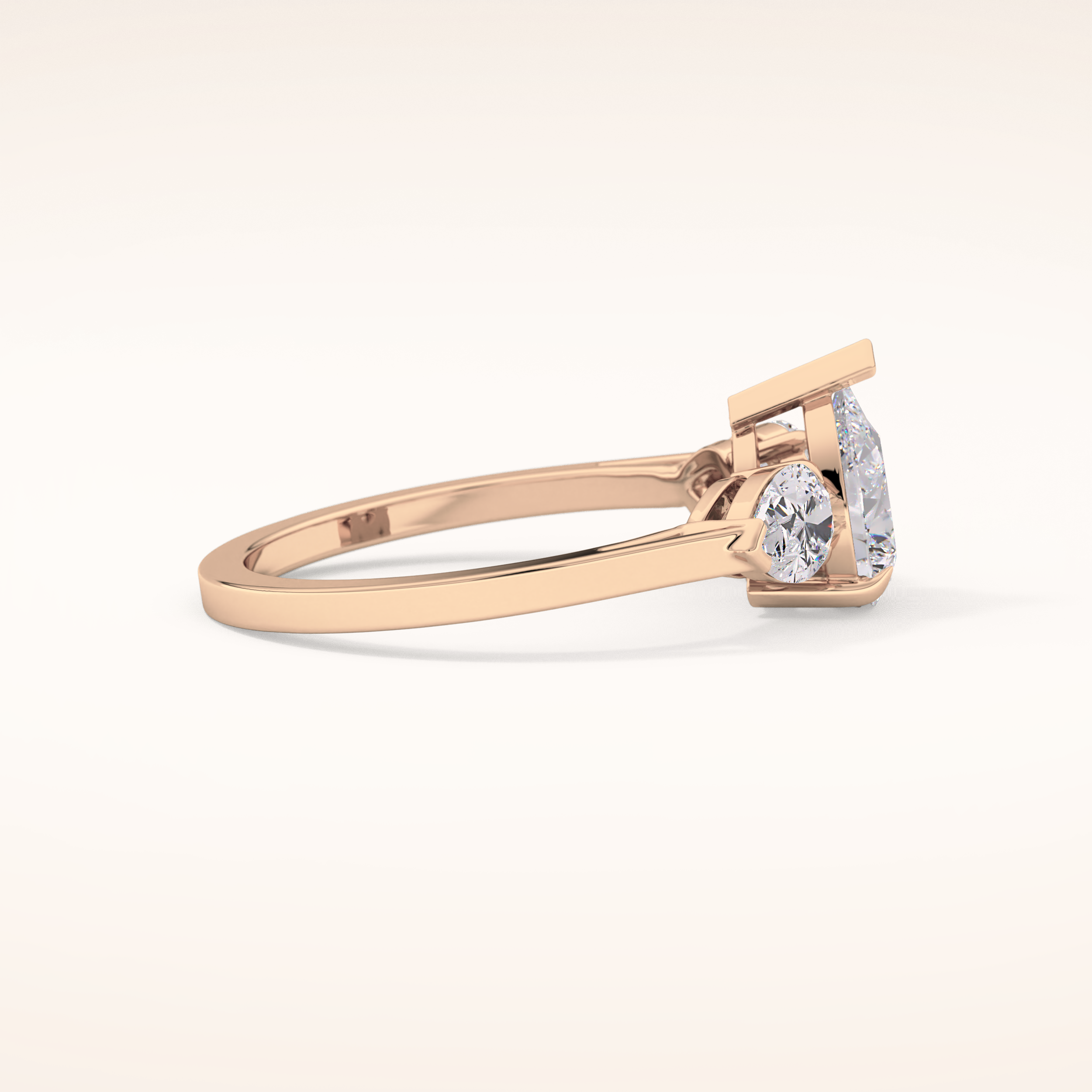 0.81 CT Pear Shaped Three Stone Moissanite Engagement Ring
