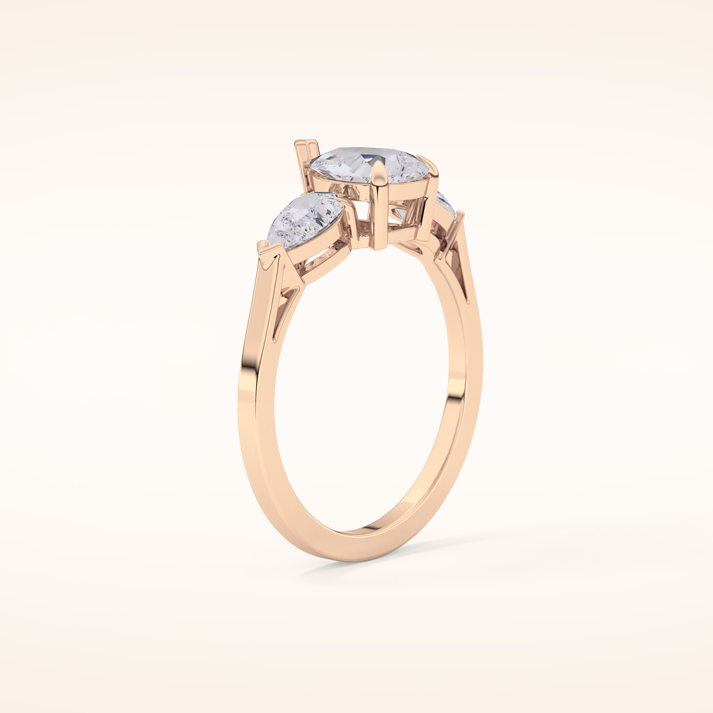 0.81 CT Pear Shaped Three Stone Moissanite Engagement Ring