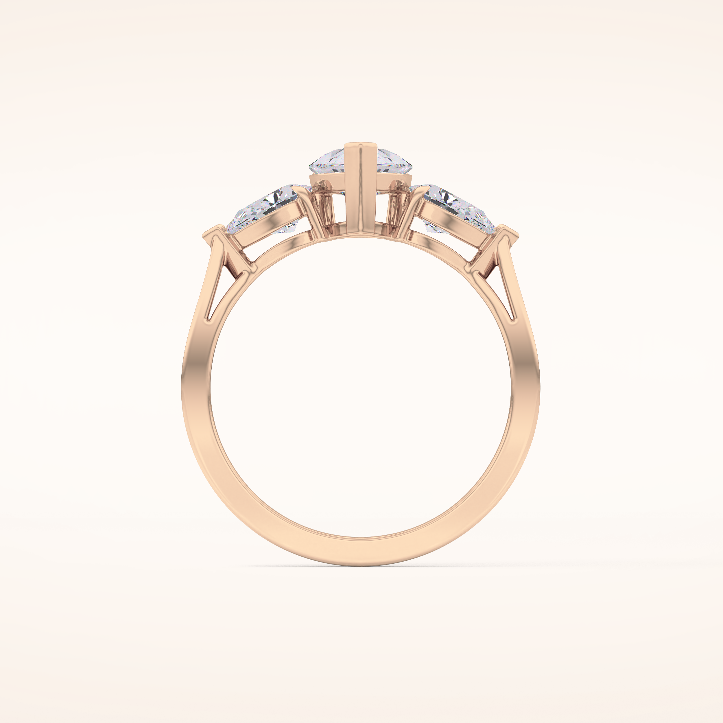 0.81 CT Pear Shaped Three Stone Moissanite Engagement Ring